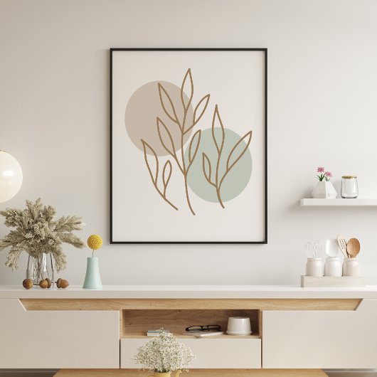 Moderne minimalistische Abstracte Floral Line Art  Poster
