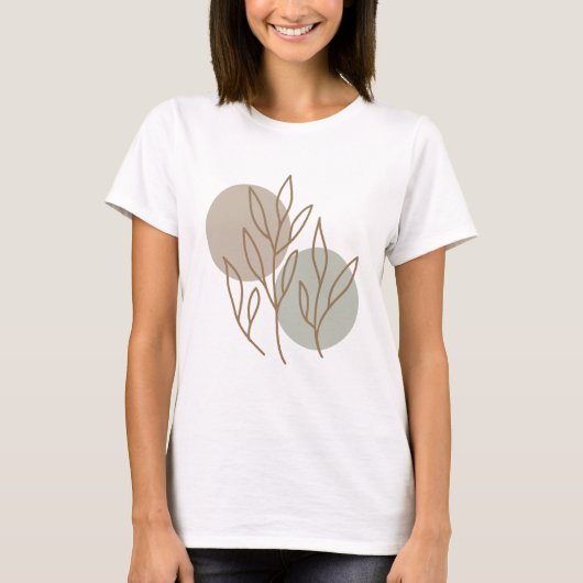 Moderne minimalistische Abstracte Floral Line Art  T-shirt (Voorkant)