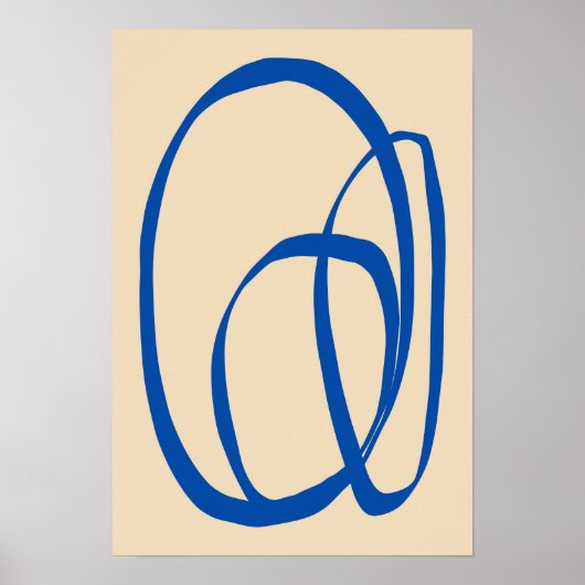 Moderne minimalistische Abstracte kunst in blauw Poster (Voorkant)