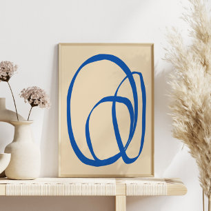 Moderne minimalistische Abstracte kunst in blauw Poster
