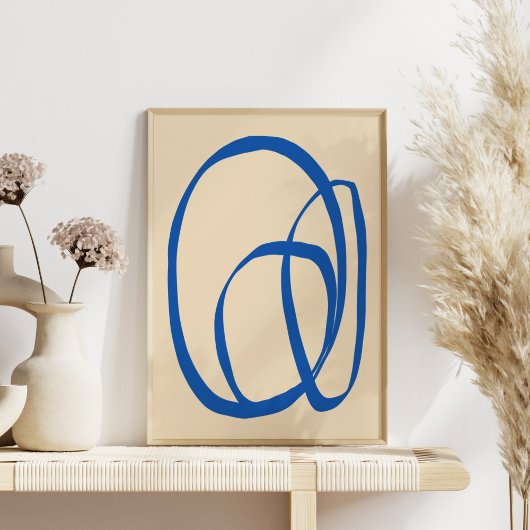 Moderne minimalistische Abstracte kunst in blauw Poster