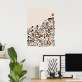 Moderne minimalistische Abstracte lijn Gezichtskun Poster (Thuiskantoor)