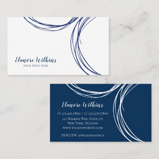 Moderne Minimalistische Abstracte Marineblauw & Visitekaartje (Voorkant / Achterkant)