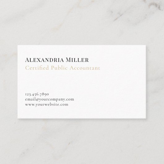 Moderne minimalistische accountant CPA Visitekaartje (Voorkant)