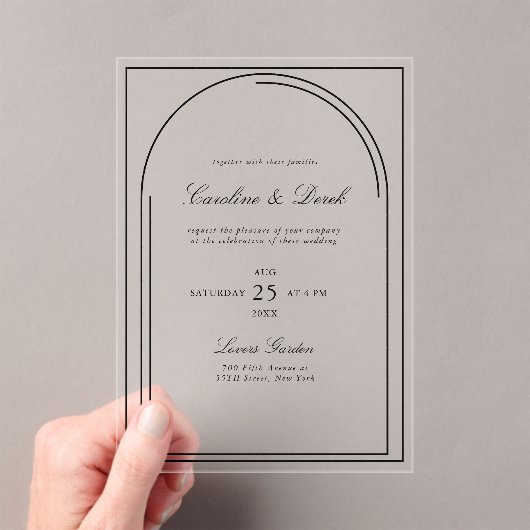 Moderne minimalistische acryl bruiloft | boogrand acryl uitnodigingen (Insitu (Draagbaar))