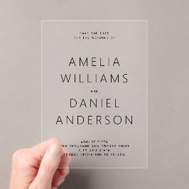 Moderne minimalistische acryl uitnodigingen