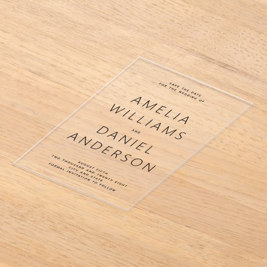 Moderne minimalistische acryl uitnodigingen (Laagn)