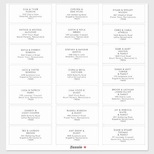 Moderne minimalistische Adresetiketten voor bruilo Sticker