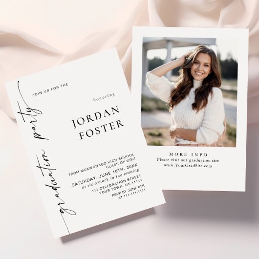 Moderne Minimalistische AFBEELDING Afstudeerfeest Kaart