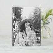 Moderne minimalistische afgeronde B/W foto Baby sh Kaart (Staand voorkant)