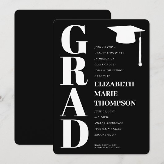 Moderne minimalistische AFSTUDEERDER Afstuderen Gr Kaart (Voorkant / Achterkant)