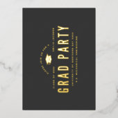 Moderne minimalistische Afstuderen 2023 Zwarte Gol Folie Uitnodiging (Voorkant)