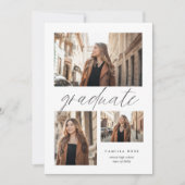 Moderne minimalistische Afstuderen 3 foto-uitnodig Aankondiging (Voorkant)