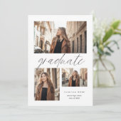 Moderne minimalistische Afstuderen 3 foto-uitnodig Aankondiging (Staand voorkant)