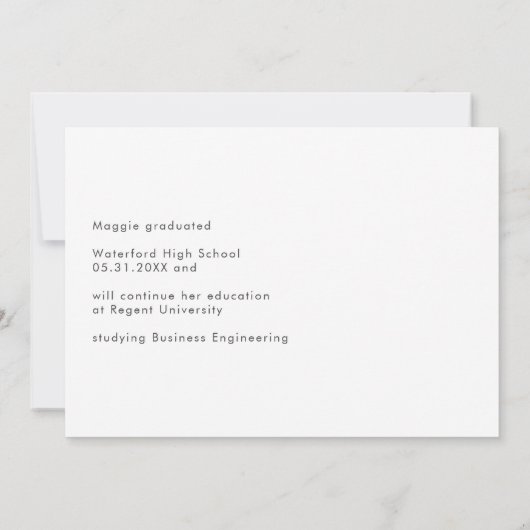 Moderne minimalistische afstuderen aankondiging 20 (Achterkant)