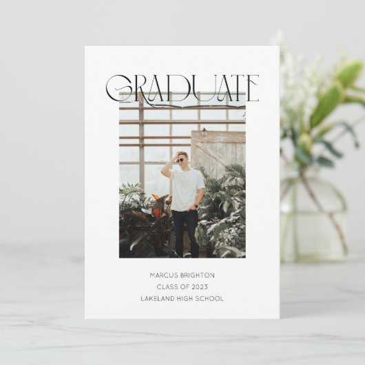 Moderne minimalistische afstuderen aankondiging 20 (Staand voorkant)