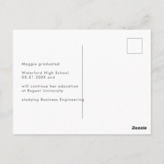 Moderne minimalistische afstuderen aankondiging 20 briefkaart (Achterkant)