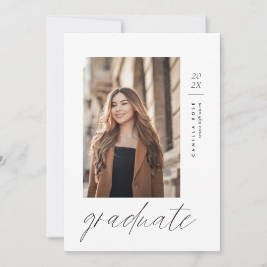 Moderne minimalistische Afstuderen enkele foto Aankondiging (Voorkant)