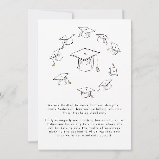 Moderne minimalistische Afstuderen foto-aankondigi Aankondiging (Achterkant)