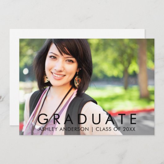 Moderne minimalistische Afstuderen foto Aankondiging (Voorkant / Achterkant)