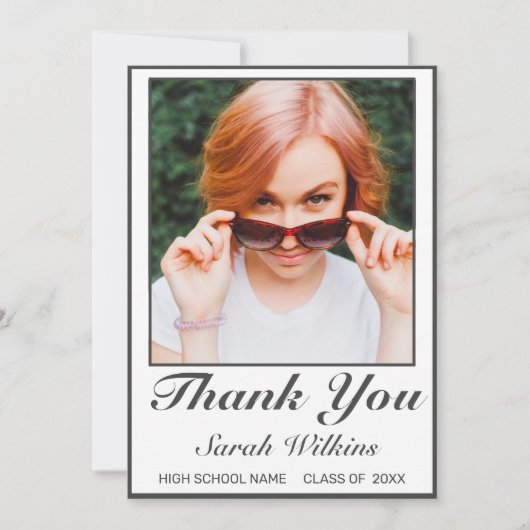 Moderne minimalistische Afstuderen foto dank u kaa Bedankkaart (Voorkant)