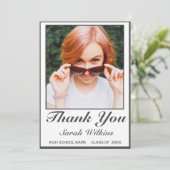 Moderne minimalistische Afstuderen foto dank u kaa Bedankkaart (Staand voorkant)