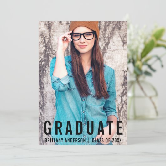 Moderne minimalistische Afstuderen Fotoaankondigin Aankondiging (Staand voorkant)