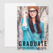 Moderne minimalistische Afstuderen Fotoaankondigin Aankondiging (Voorkant / Achterkant)