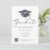 Moderne minimalistische Afstuderen kalligrafie Aankondiging (Staand voorkant)