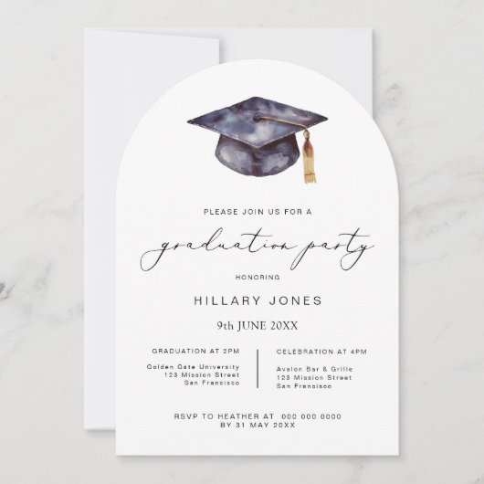 Moderne minimalistische Afstuderen kalligrafie Kaart (Voorkant)