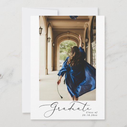 Moderne minimalistische Afstuderen kalligrafie Kaart (Achterkant)