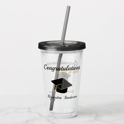 Moderne minimalistische Afstuderen klasse 2023 Gla Acryl Drinkbeker (Achterkant)