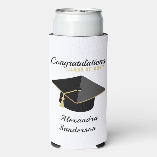 Moderne minimalistische afstuderen klasse 2023 seltzer blikjeskoeler (Seltzer Achterkant)