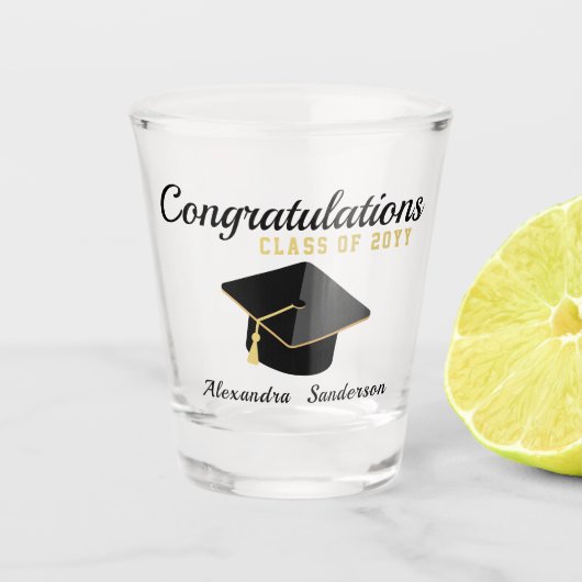 Moderne minimalistische afstuderen klasse 2023 shot glas (Voorkant)