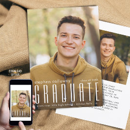 Moderne minimalistische AFSTUDEREN Typografie 2 Fo Aankondiging