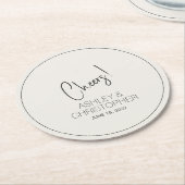 Moderne minimalistische alabaster bruiloft ronde kartonnen onderzetter (Gebogen)