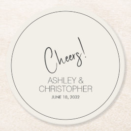 Moderne minimalistische alabaster bruiloft ronde kartonnen onderzetter