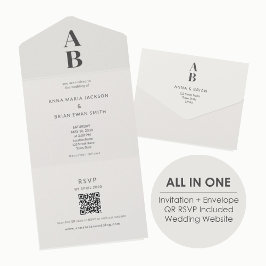 Moderne Minimalistische All-in-One Trouw Uitnodigi All In One Uitnodiging