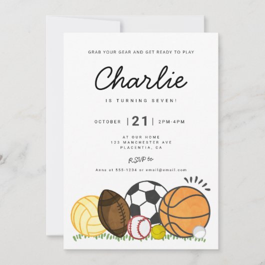 Moderne minimalistische All Star Sports verjaardag Kaart (Voorkant)