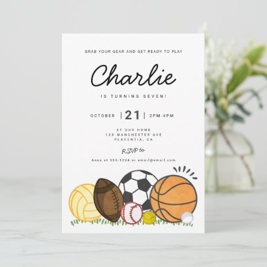 Moderne minimalistische All Star Sports verjaardag Kaart (Staand voorkant)