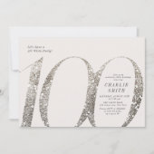 Moderne minimalistische all white party 100th verj kaart (Voorkant)