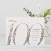 Moderne minimalistische all white party 100th verj kaart (Staand voorkant)