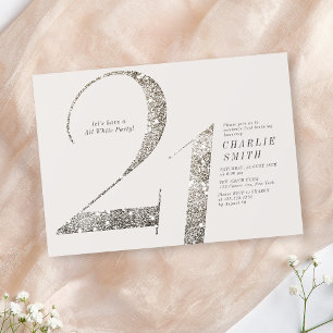 Moderne minimalistische all white party 21e verjaa kaart