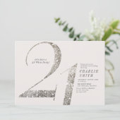 Moderne minimalistische all white party 21e verjaa kaart (Staand voorkant)