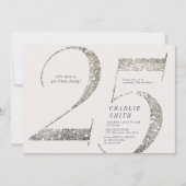 Moderne minimalistische all white party 25e verjaa kaart (Voorkant)