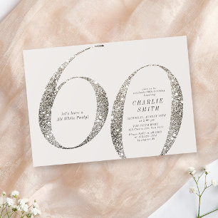 Moderne minimalistische all white party 60e verjaa kaart