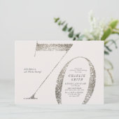 Moderne minimalistische all white party 70e verjaa kaart (Staand voorkant)