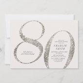 Moderne minimalistische all white party 80e verjaa kaart (Voorkant)