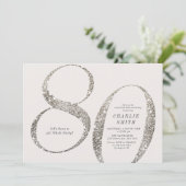 Moderne minimalistische all white party 80e verjaa kaart (Staand voorkant)