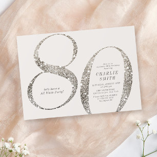 Moderne minimalistische all white party 80e verjaa kaart